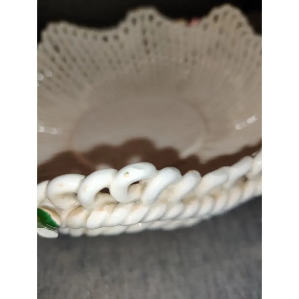 Vintage 1950s Capodimonte Woven Porcelain Rope Lattice Bowl Made in Italy